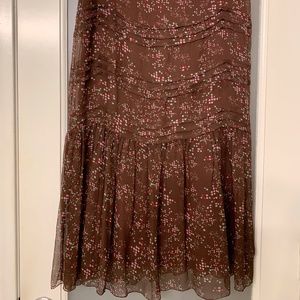 Silk Chiffon Skirt with Tuckering and Ruffle
